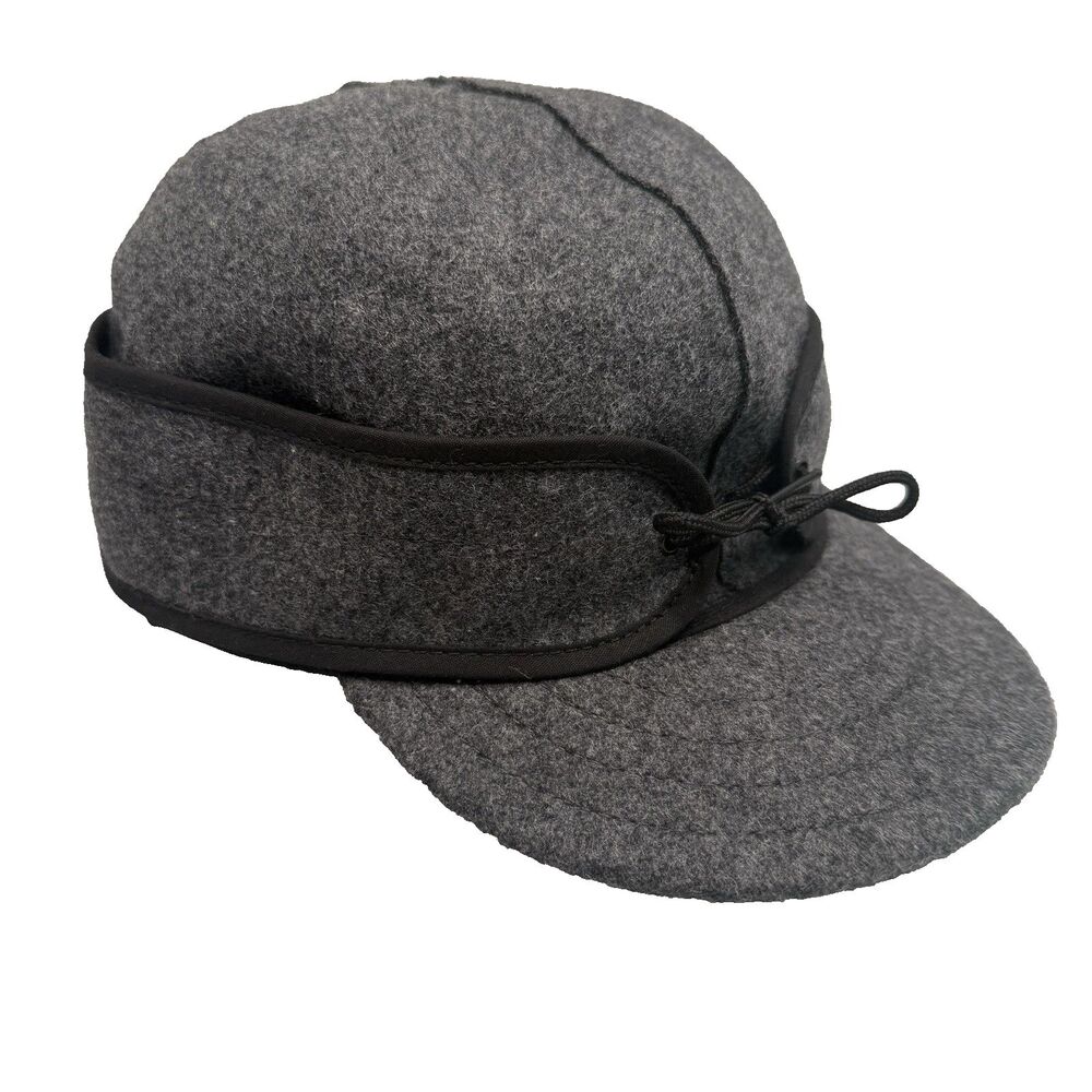 Stormy Kromer The Original Cap Charcoal Gray Wool Blend Earband Size 7 EUC